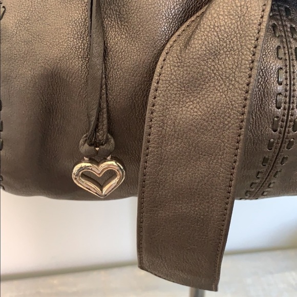 BRIGHTON PEWTER GRAY SILVER LEATHER SHOULDER BAG - Picture 9 of 13